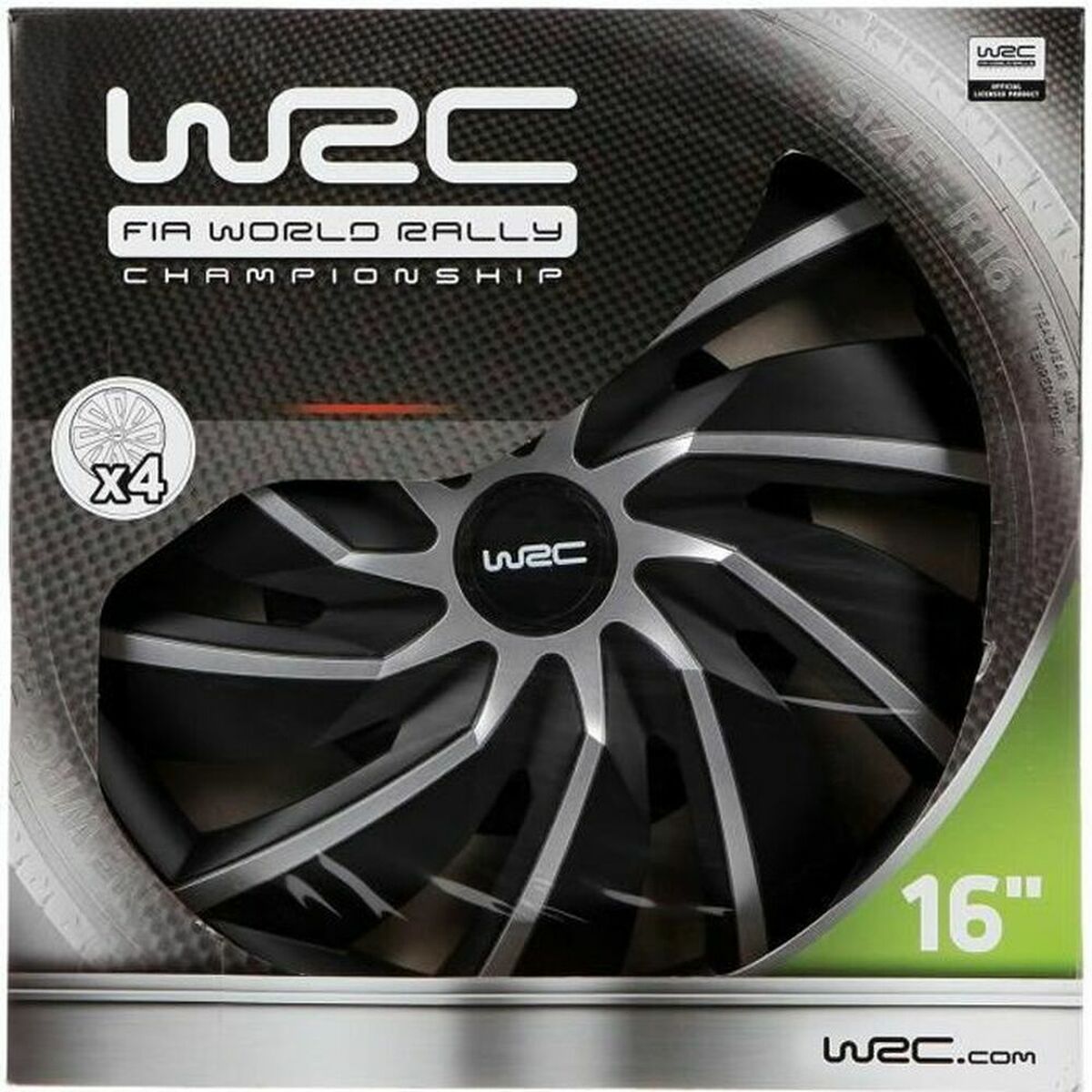 Tapacubos WRC WRC 4 Turbo Cinzento Prateado Preto mate 16" 4 Peças