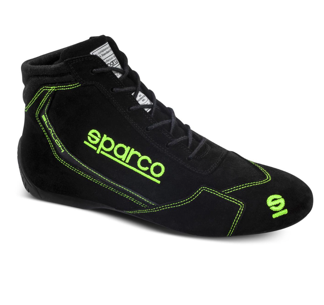 Botas de competição Sparco Slalom MY22, preto/verde, tamanho 40