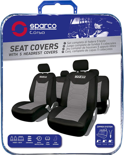 Capas para bancos Sparco SPC1016, cinzento (11 peças)