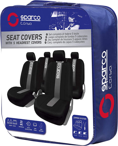 Capas para bancos Sparco Classic, Preto/Cinzento