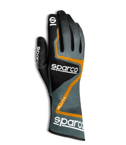 Luvas de karting Sparco Rush, cinzento/laranja, tamanho XS