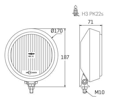 Pack de faróis auxiliares de longo alcance SIM 3201 (Ø 170mm)