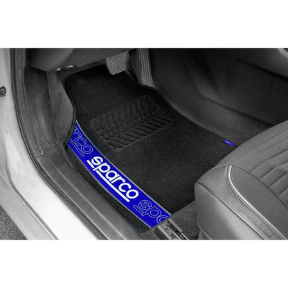 Conjunto de Tapetes de Carro Sparco F510 Alcatifa Universal Preto Azul 4 Peças