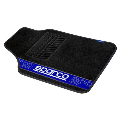 Conjunto de Tapetes de Carro Sparco F510 Alcatifa Universal Preto Azul 4 Peças