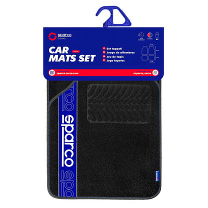 Conjunto de Tapetes de Carro Sparco F510 Alcatifa Universal Preto Azul 4 Peças