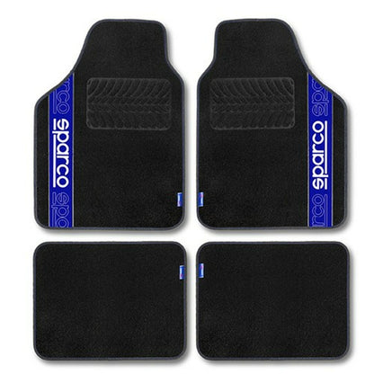 Conjunto de Tapetes de Carro Sparco F510 Alcatifa Universal Preto Azul 4 Peças