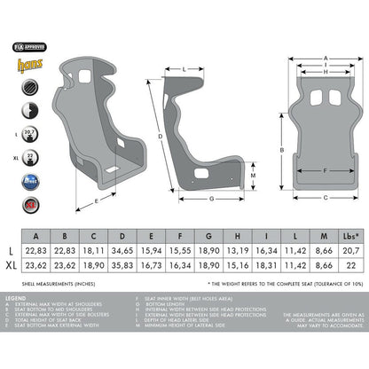 Baquet de competição Momo Daytona (tamanho L)