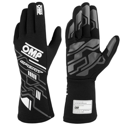 Luvas de competição OMP Sport, preto/branco (tamanho XL)