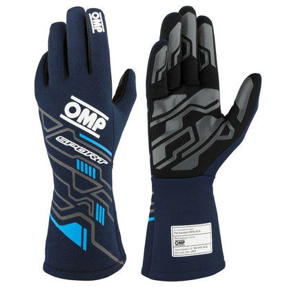 Luvas de competição OMP Sport, azul (tamanho XL)