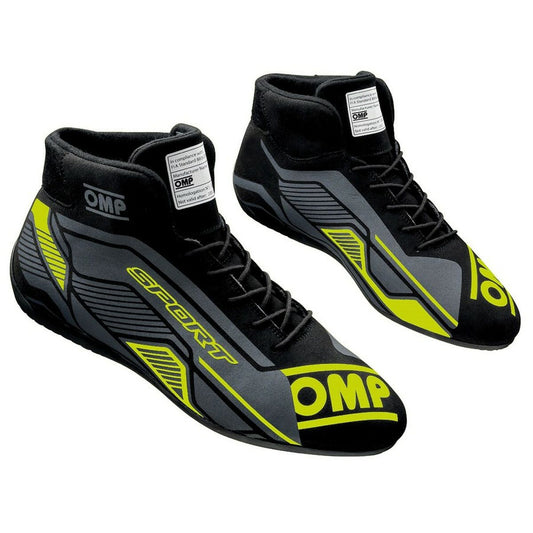 Botas de competição OMP Sport, preto/cinzento, tamanho 37