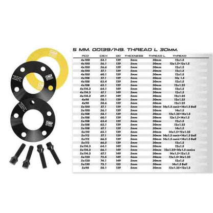 Espaçadores para automóvel OMP (5x100, 56,1, M14x1,50, 20 mm)