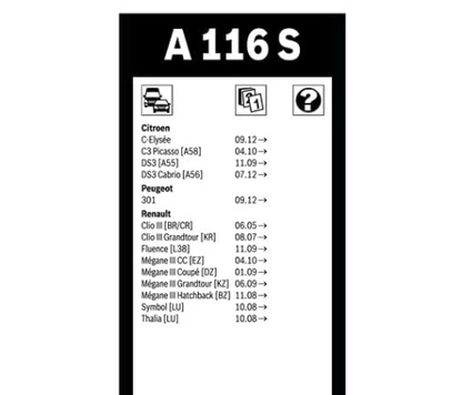 Scheibenwischerbürsten Bosch Aerotwin A116S
