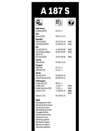 Scheibenwischerbürsten Bosch Aerotwin A187S