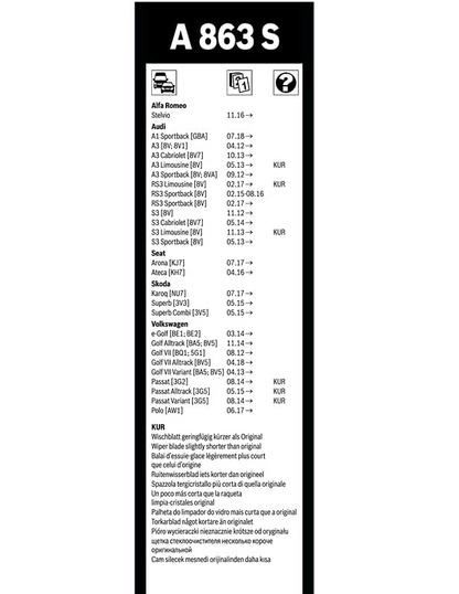 Scheibenwischerbürsten Bosch Aerotwin A863S