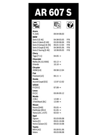 Escobillas limpiaparabrisas Bosch Aerotwin AR607S